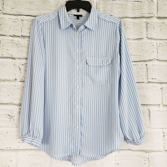 Who what where vertical stripe button down shirt coastal grandma - Picture 1 of 7